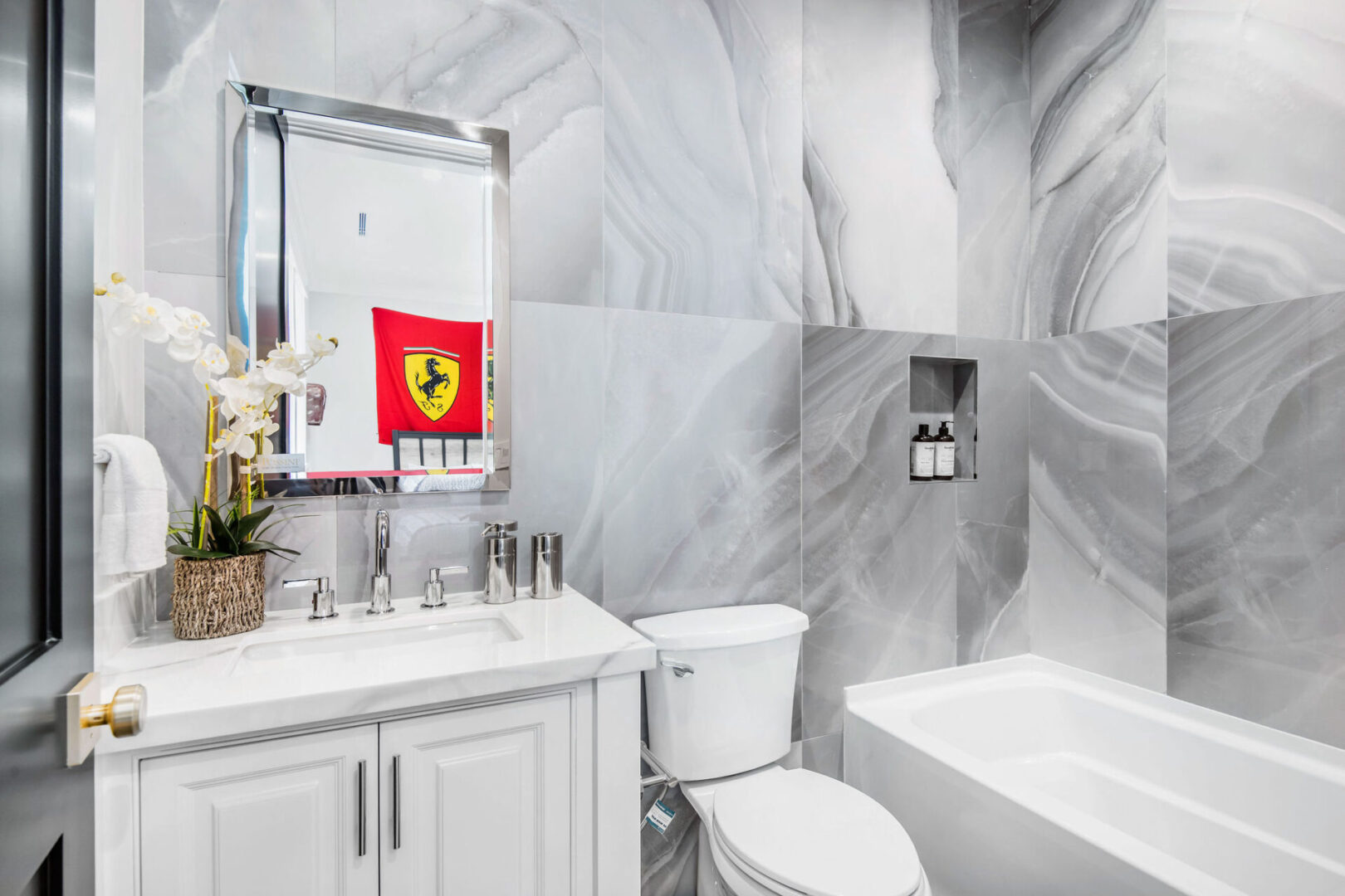 Lavish Bathroom Area With A Bathtub