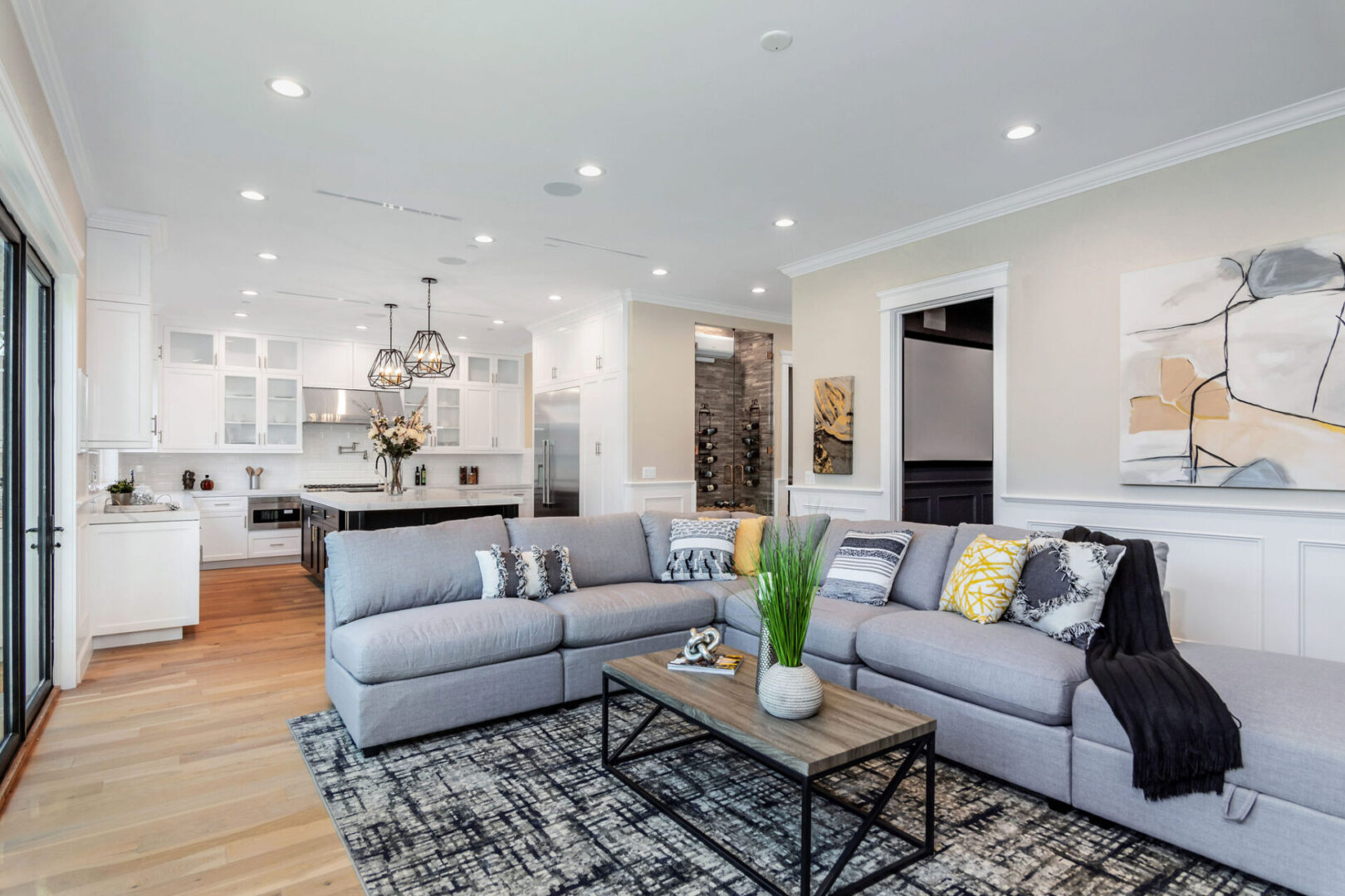 Grey and White Theme Living Room Of A House