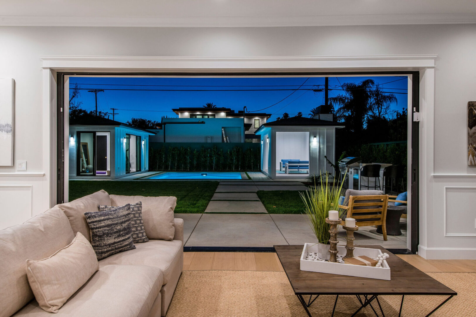 Luxury Living Room With A Big Glass Window